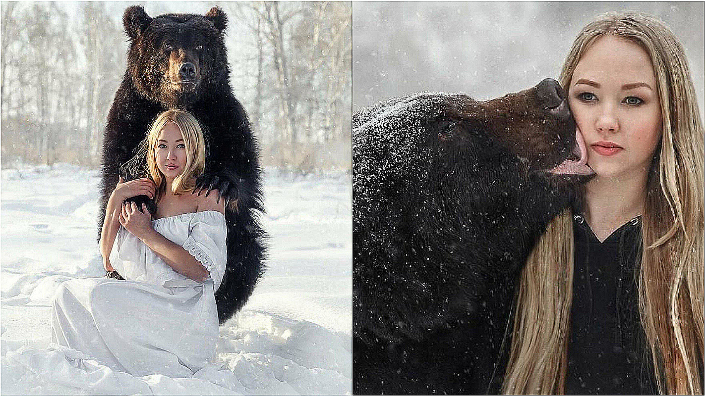jovem russa adota urso e faz ensaio fotográfico impressionante veja fotos