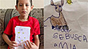 Criança retrata a sua cadelinha desaparecida e implora por ajuda de internautas para encontrá-la.