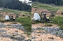 Motorista do Uber freia ao avistar caixa abandonada na estrada com um rostinho triste dentro.