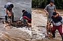 União e rapidez garantem resgate de cachorro ilhado durante enchente na Serra Catarinense