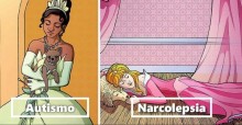 Artista retrata princesas da Disney com distúrbios para enfatizar importância dos cães de serviço