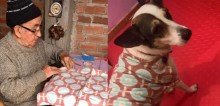 Com muito amor, vovô costura suéter para seu cachorro e vídeo comove web