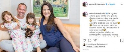  Malvino Salvador junto de sua esposa Kyra Gracie e as filhas Ayra e Kyara felizes com o novo membro da família. (Foto: Instagram/eumalvinosalvador) 