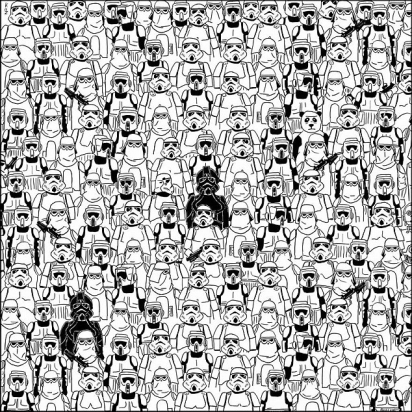 Desafio: encontrar o panda entre o grupo de Stormtroopers. (Foto: Reddit Oneste)