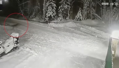 O vídeo mostra o menino se escondendo atrás da neve, sem saber que um lobo estava no meio das árvores. (Foto: Social Media)