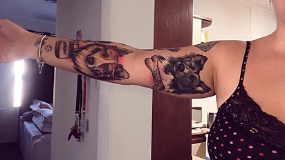Thamiris Paqueroti Giorgini tatuou os seus cachorrinhos.