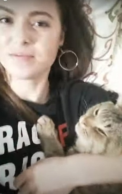 Gatinha é abraçada por sua dona