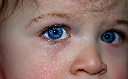 Uma criança está chorando 