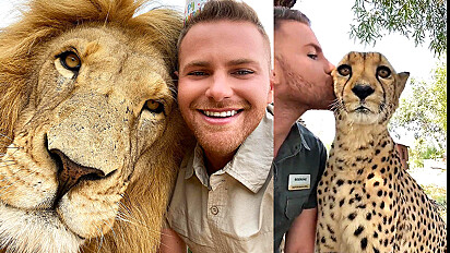 Jovem encanta as redes sociais por sua amizade com animais selvagens.