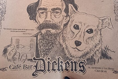 Uma pintura em homenagem ao cachorro e o personagem que inspirou o nome do bar.