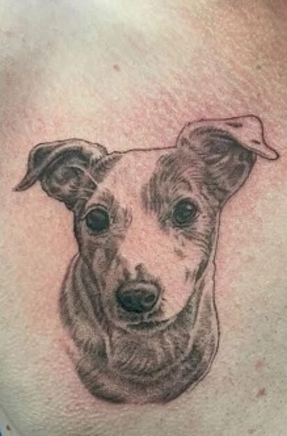 Tatuagem que Sean fez para homenagear o seu falecido cão.
