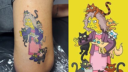 A tatuagem foi inspirada em personagem da séria Os Simpsons