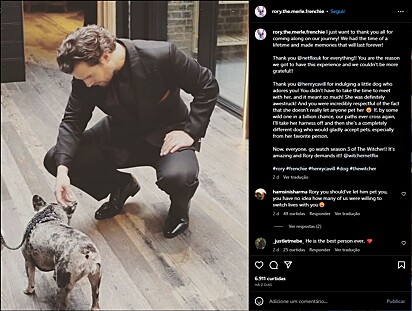 Publicação do instagram de Rory conhecendo o ídolo. 