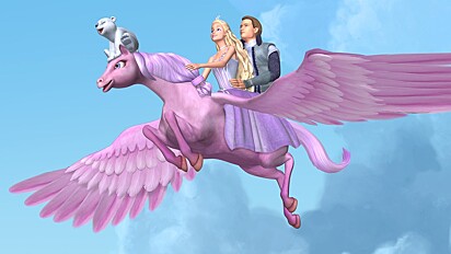Barbie conta com a ajuda de Shiver e o cavalo alado. 