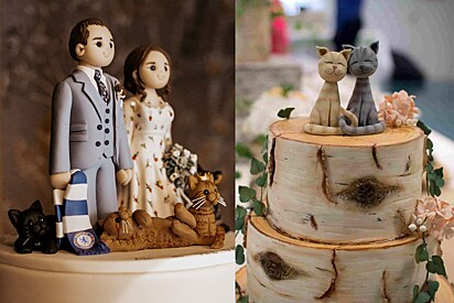 Veja 10 ideiais incríveis para decorar um bolo de casamento com gatos. 