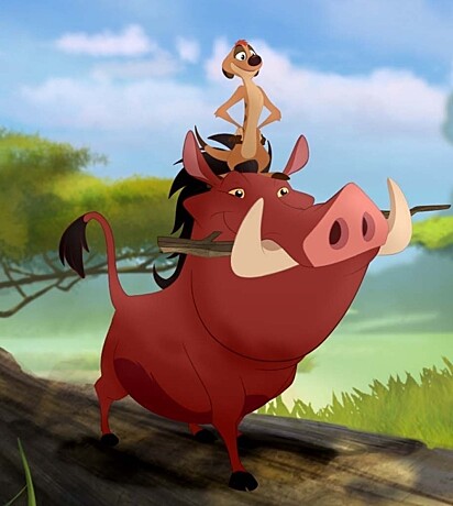 Timão e Pumba, personagens do desenho animado.