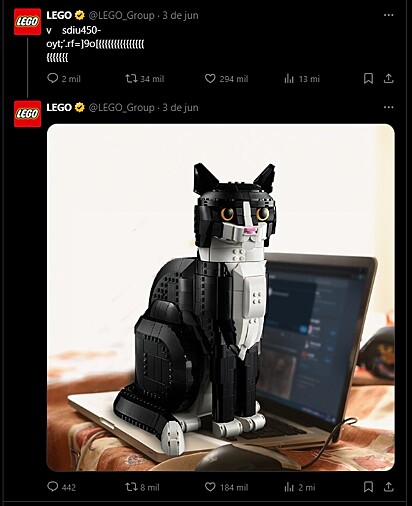 Lego de gato. A publicação da LEGO.