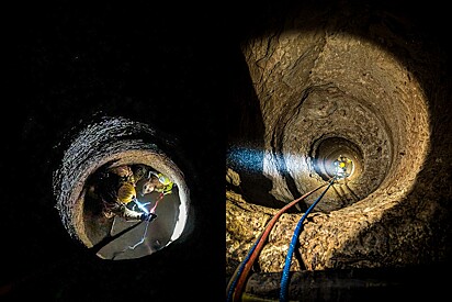 Equipes de resgate ficam surpresas com o que encontraram no fundo de poço de 18 metros de profundidade.