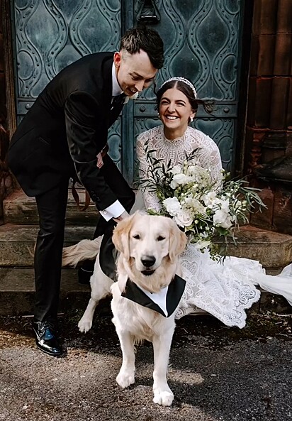 O casal estava feliz por a cerimônia ter saído perfeita, como imaginavam.