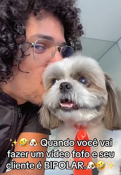 Cael tentou fazer um vídeo fofo com o seu clientinho.