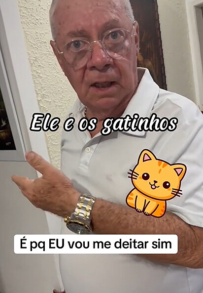 Tudo o que o pai de edna queria era deitar, mas foi impedido pelos gatinhos.