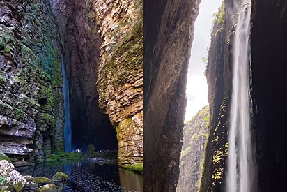 Cachoeira da Fumacinha, localizada no extremo sul da Chapada Diamantina, Bahia.