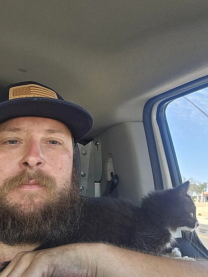 Nicholas não poupou esforços para ajudar a gatinha.