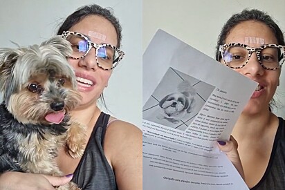 Mulher chega em casa e encontra carta deixada por vizinha falando sobre seu cachorro.
