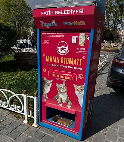 Modelo de uma “máquina de venda para animais de rua”.
