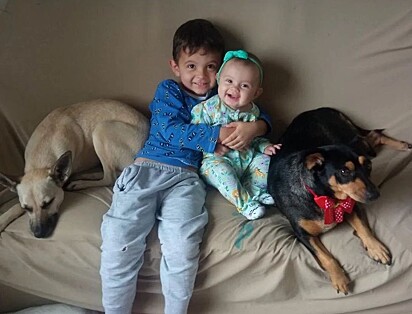 Os filhos de Jéssica crescem aprendendo a amor os animais.