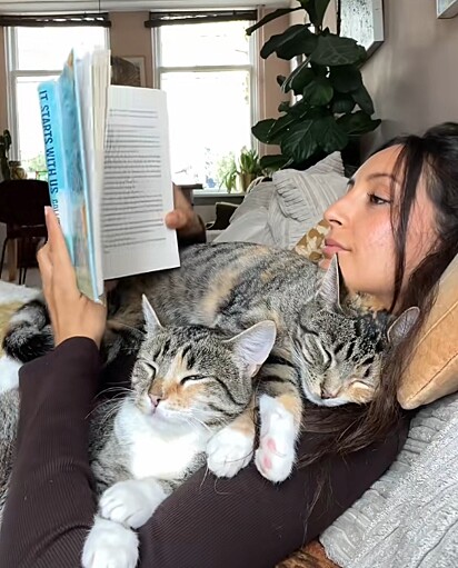 A jovem adotou duas irmãs gatinhas, Lilly e Lucy, em setembro de 2024.