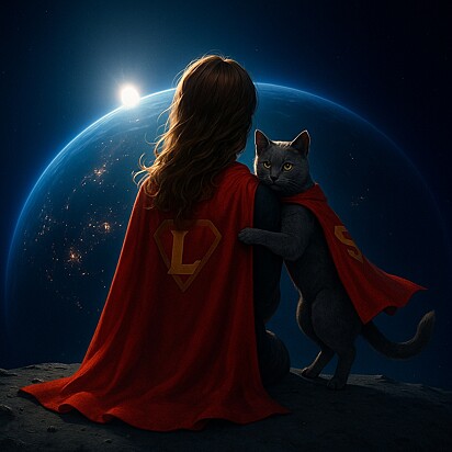 Imagem que eu fiz, trocando o Krypto pela minha gata.