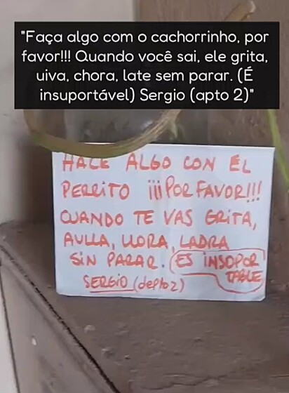 O bilhete que o vizinho deixou na porta.