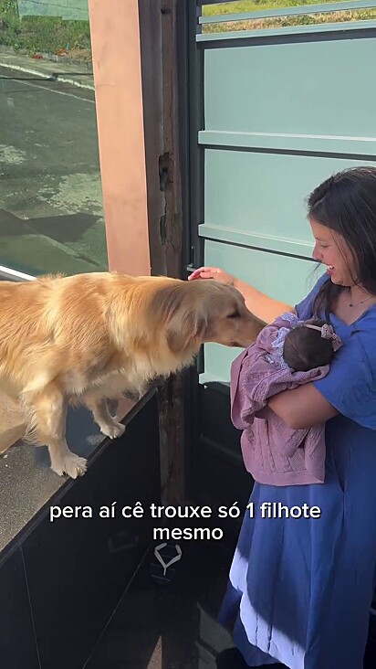 Lua foi recepcionar a irmã e a tutora no portão.