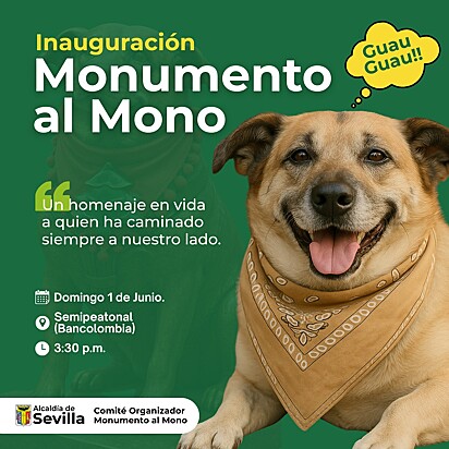 O cachorrinho Mono recebeu um monumento em sua homenagem.
