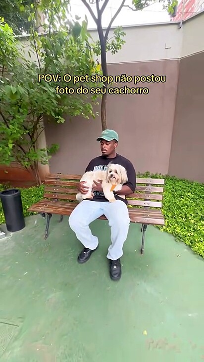 O cão voltou para casa bem cheiroso e arrumado mas sem foto no local.