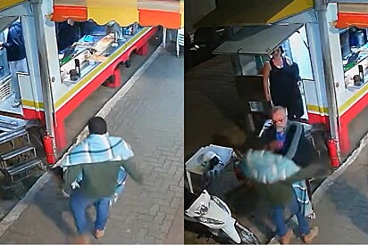 Funcionários de lancheria reagem na hora ao ver como homem tratou cães derua e público aplaude.