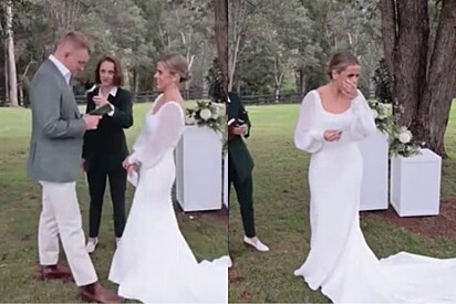 Durante casamento, noivo sai do altar e noiva fica chocada com o que ele traz na volta.