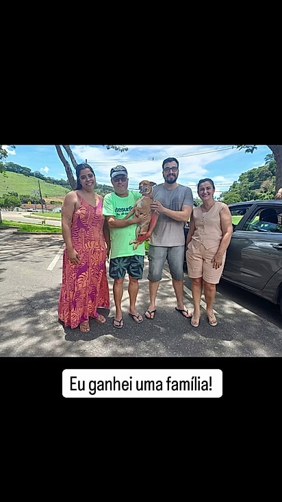 Belinha foi adotada por uma nova família.