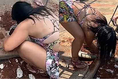 Ao ouvir som que vinha de cano, moça quebra toda a calçada até encontrar o 3 rostinhos mais lindos.