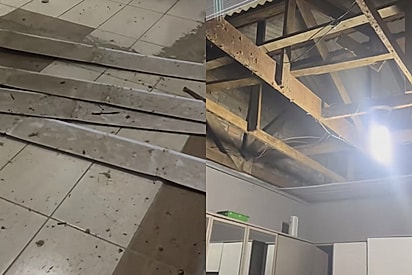 O forro da cozinha simplesmente estava no chão.