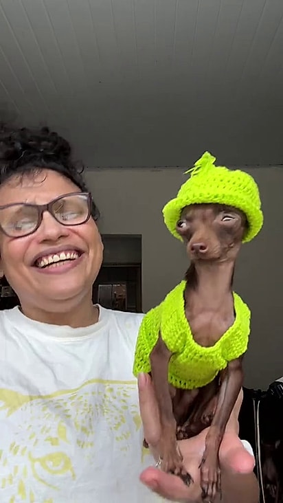 A tutora não conseguia segurar o riso durante a gravação.