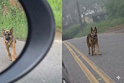 Após avistá-lo repetidas vezes na estrada, motorista resgata pastor alemão abandonado e transforma sua vida para sempre.