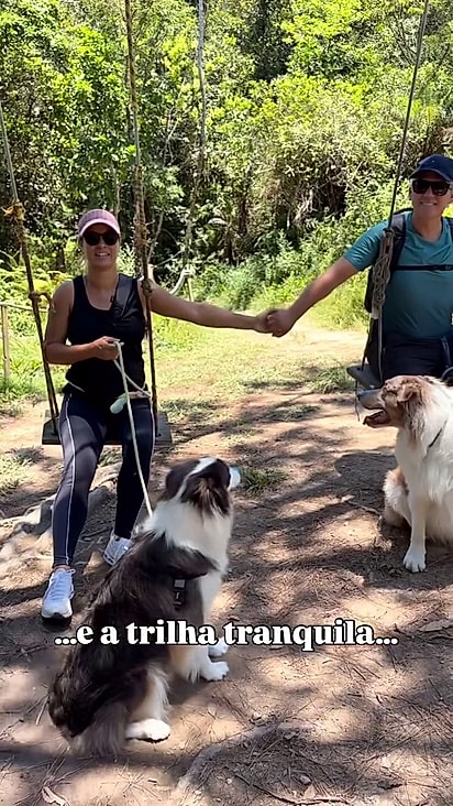 A família conseguiu chegar até o final da trilha.