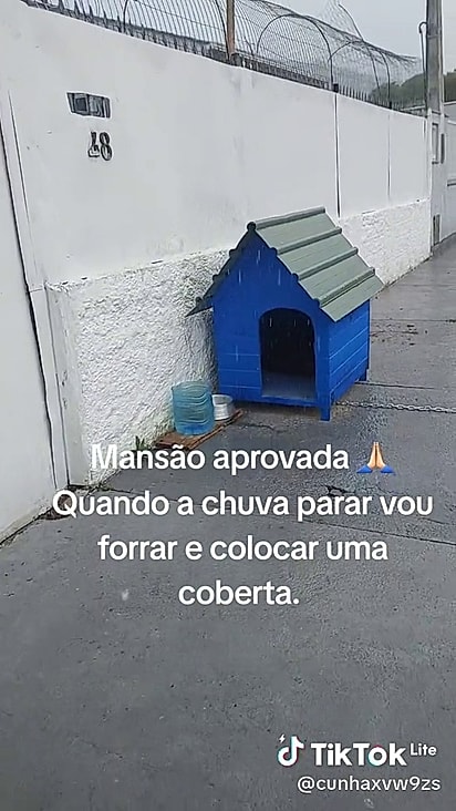 Ele ganhou uma casinha grande e nova.