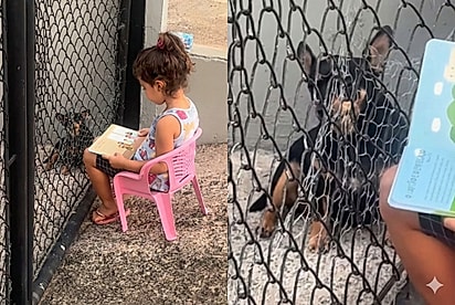 “Se converter um pinscher, ninguém mais segura”: Pai flagra filha de 3 anos pregando para cão da vizinha, que escuta tudo
