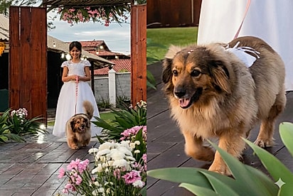 Da caixa de papelão na rua ao altar: Vira-lata que não era vista por ninguém se torna parte do momento mais lindo da família