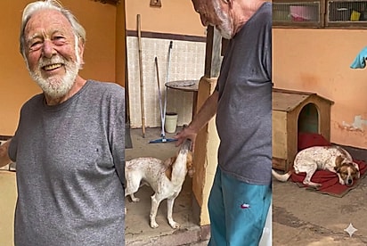 Ele falou comigo — passarinho tem casinha, e eu não: Vovô comove ao contar sobre amizade com cão do vizinho que exigiu uma casinha