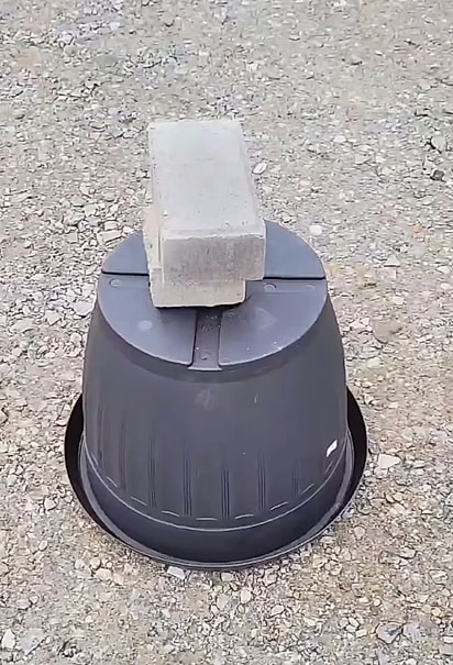 Os moradores colocaram dois blocos de cimento para segurar o suposto animal perigoso.