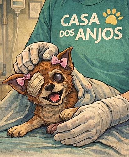A cadela foi vítima de maus-tratos ainda filhote.